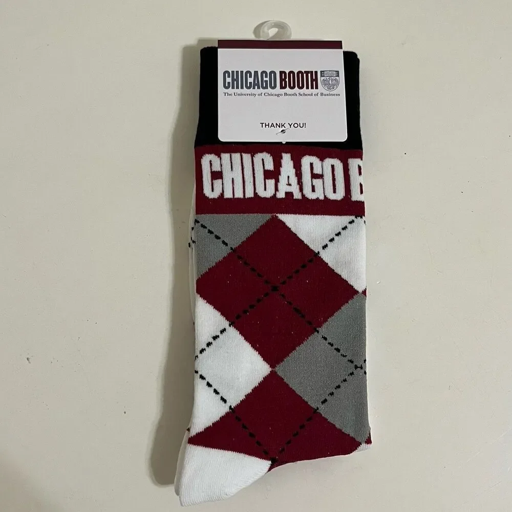 The University of Chicago Booth School of Business Argyle Dress Socks NWT